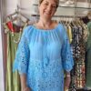 Bardot Tie Neck Top with Fab Crochet Sleeves