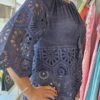 Bardot Tie Neck Top with Fab Crochet Sleeves