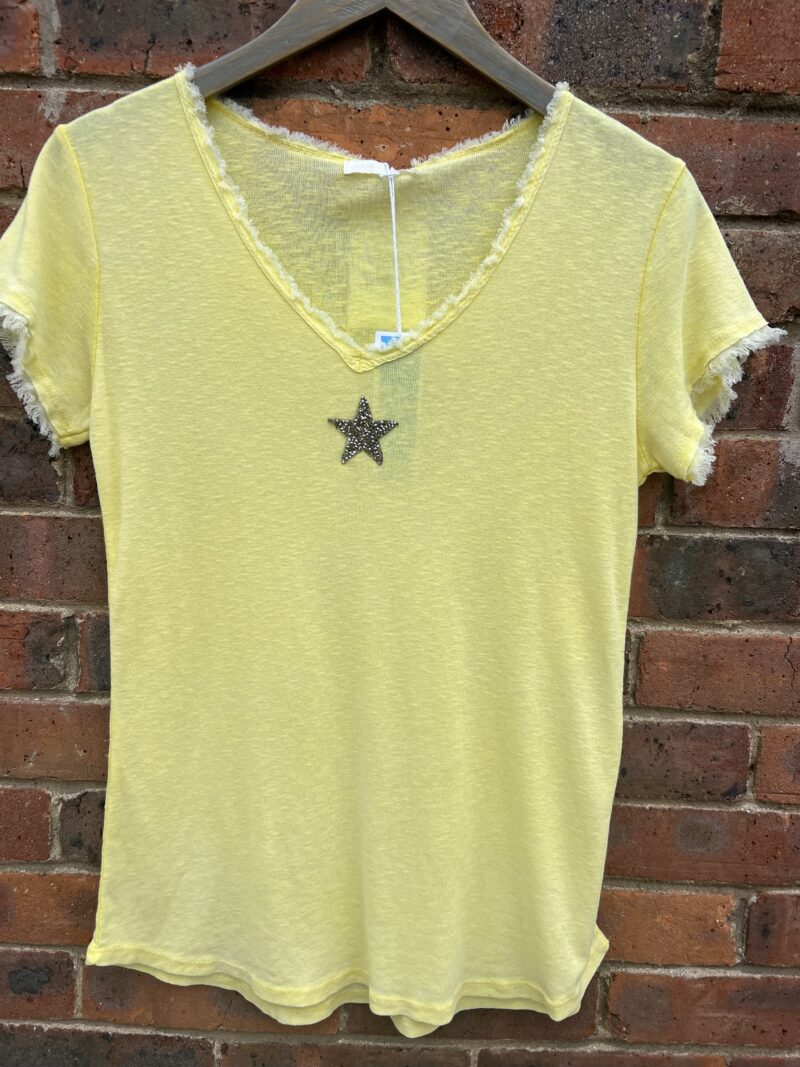 Washed Embellished Star Tee Top