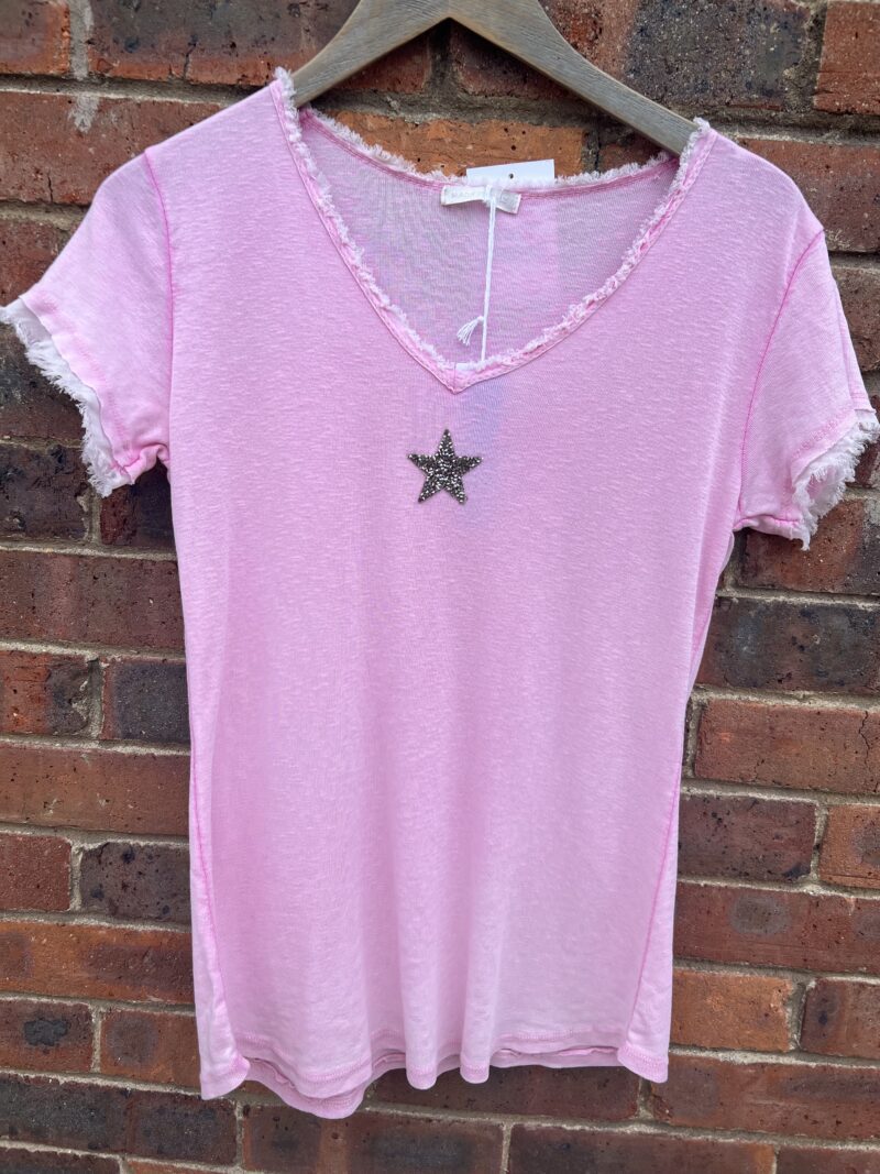 Washed Embellished Star Tee Top