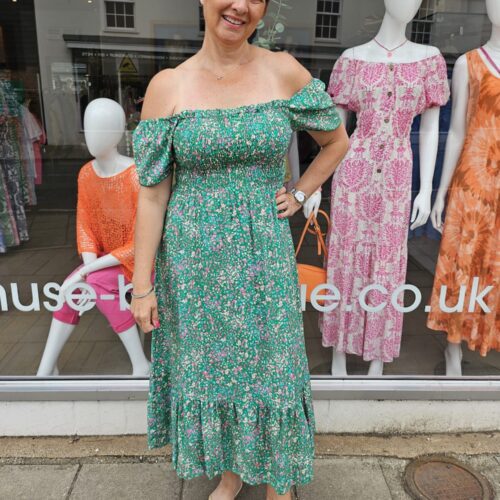 Miranda Printed Bardot Dress