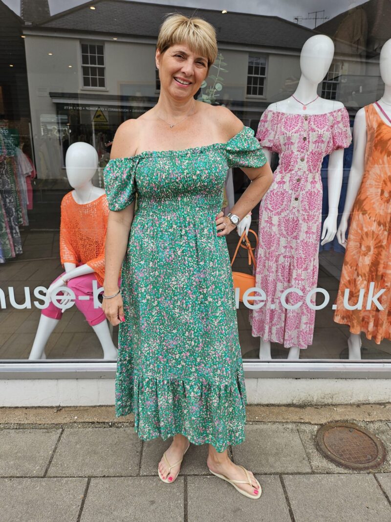 Miranda Printed Bardot Dress