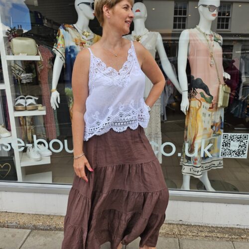 linen Tiered Maxi Skirt