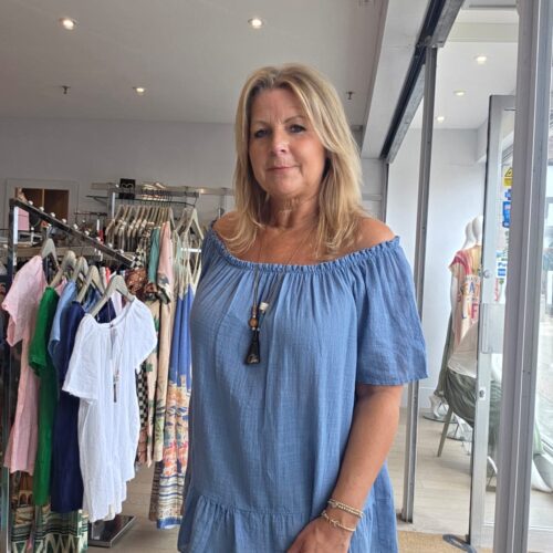 Cotton Bardot Top with Necklace