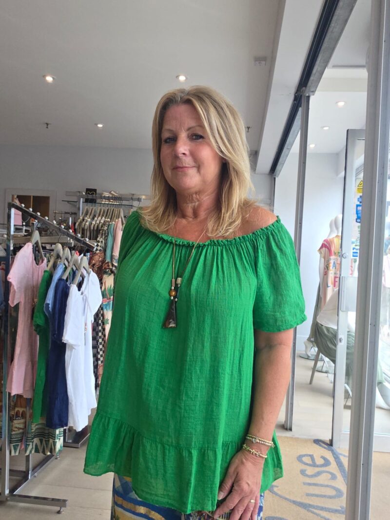 Cotton Bardot Top with Necklace