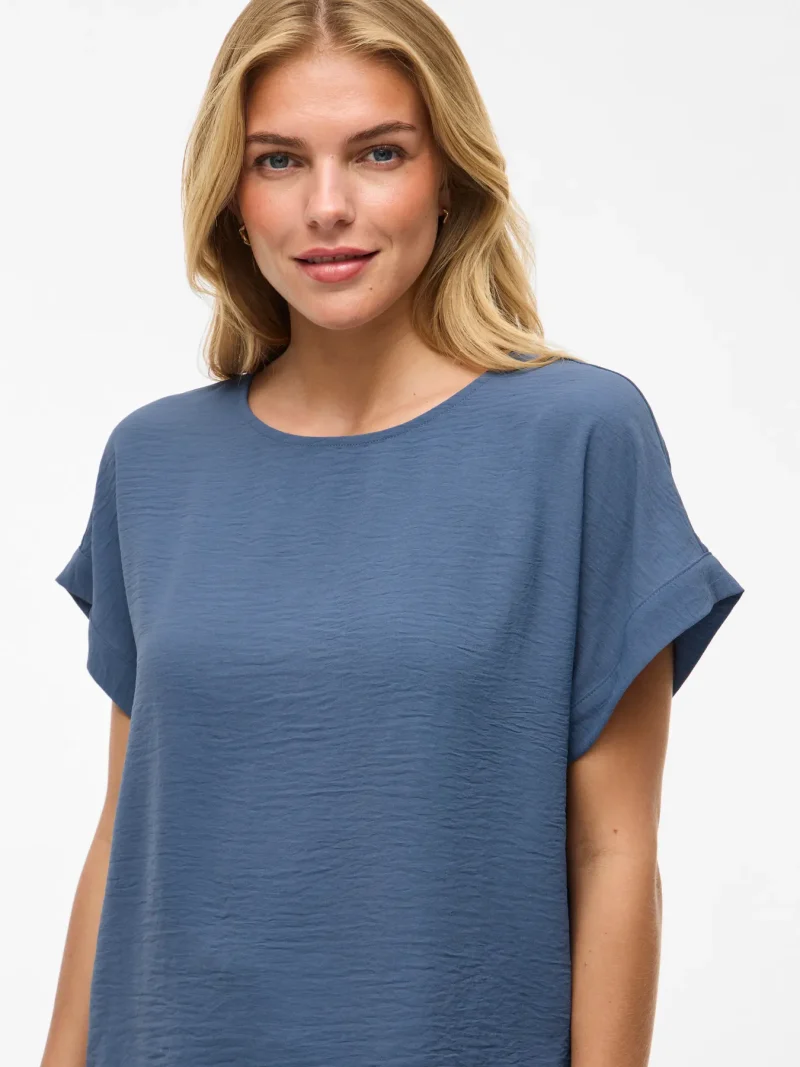 Vila Vijosa SS Crinkle Woven Top