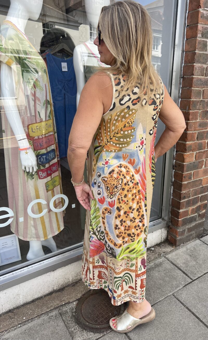 Tropical Sunburst V Lurex Neck Dress - Image 4