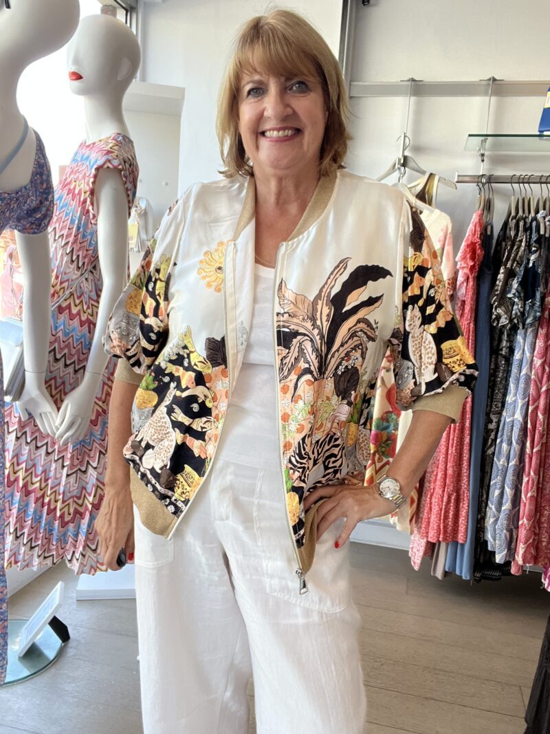 Luxe Silk satin pant jacket with gold trim detail