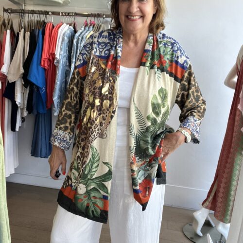 lurex cardy with art print detail