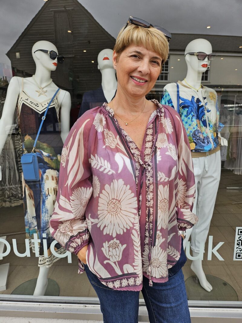 Miho Print Fine Voile Top with Ties