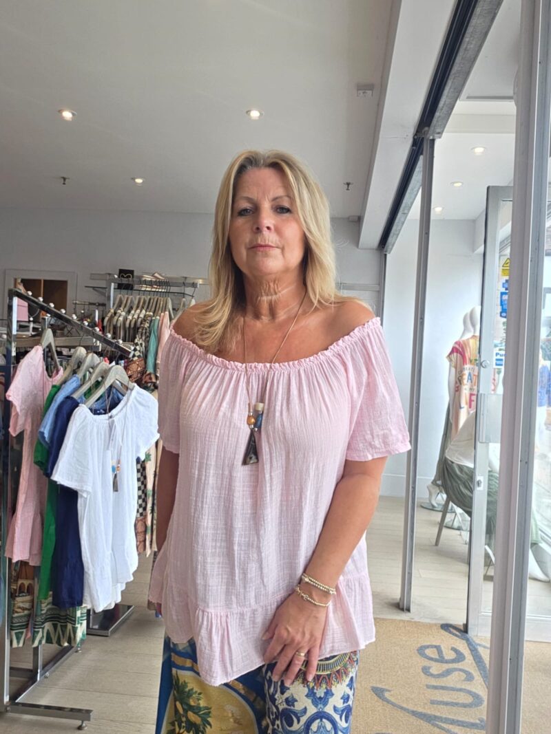 Cotton Bardot Top with Necklace