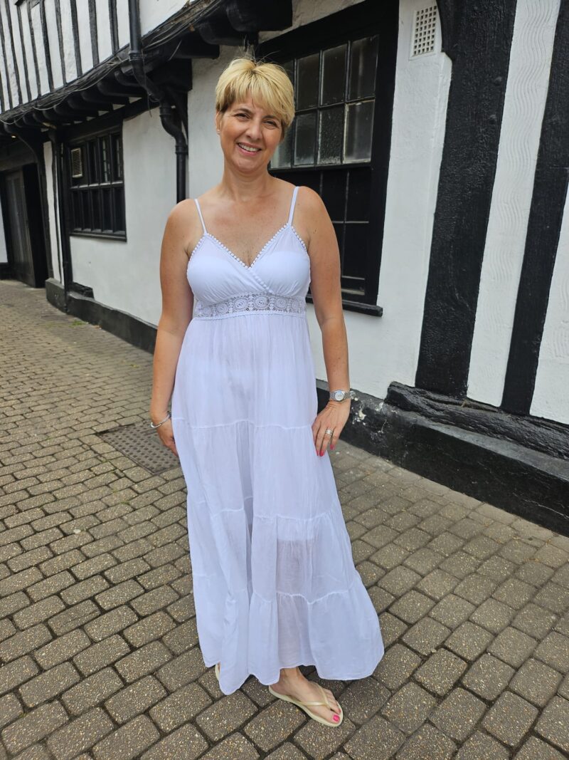 Summer crochet cotton strappy dress