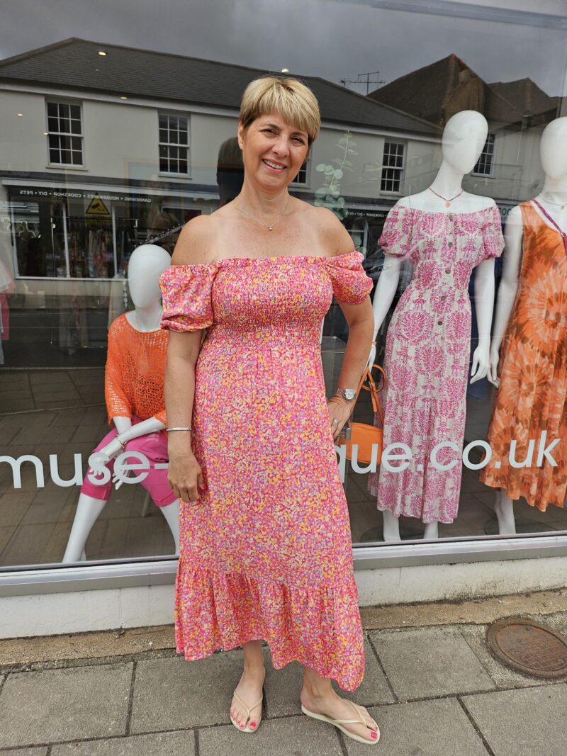 Miranda Printed Bardot Dress