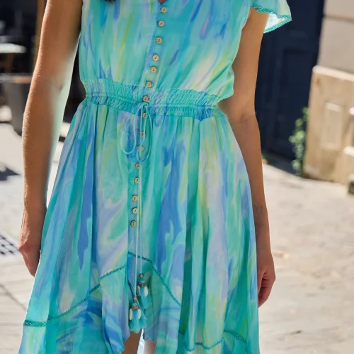Florence Printed Short Asymetric Dress