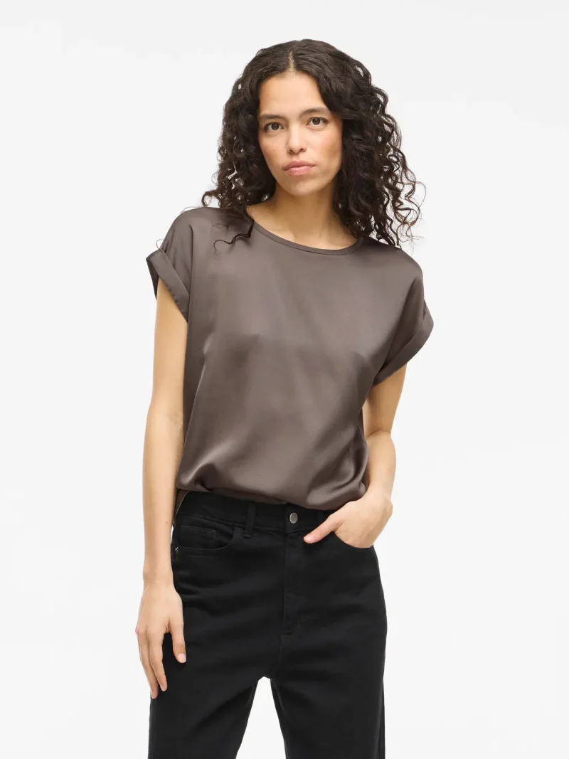 Vila Viellette Satin Front top and Jersey Back