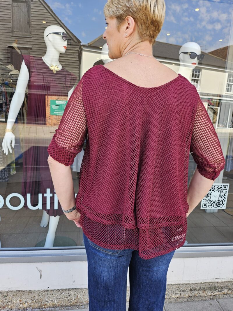 Layered Mesh Top with Turn back Sleeves - Image 4