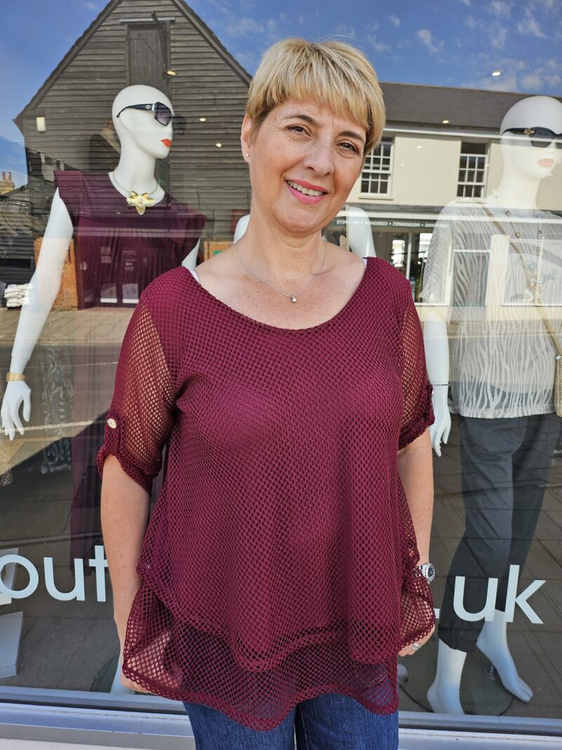 Layered Mesh Top with Turn back Sleeves