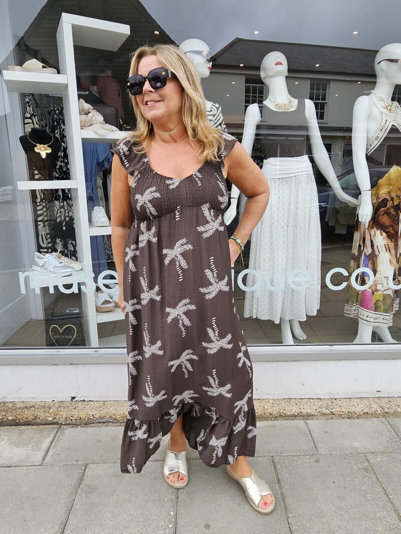 Leaf Print Sheering Top Dress