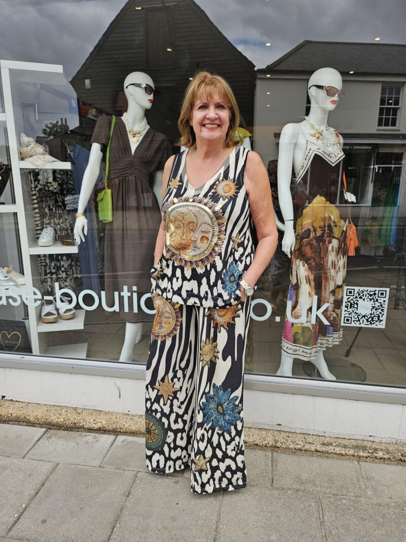 V Neck vest top Sunburst Design