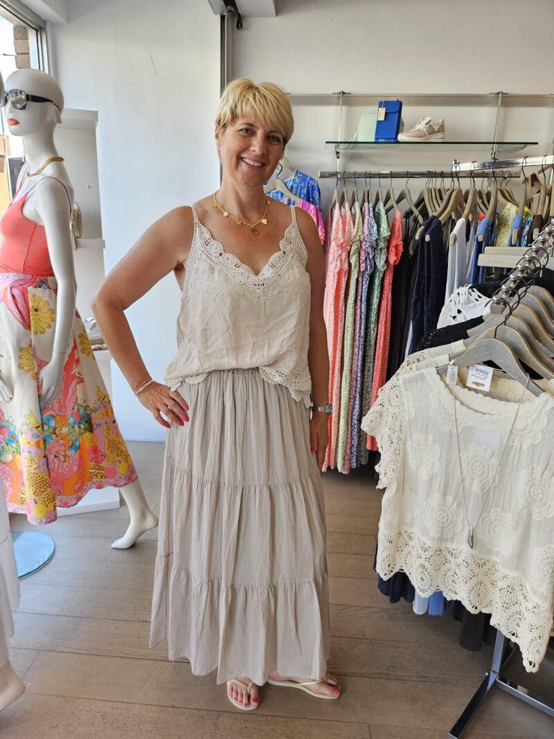 Cotton Tiered Lined Skirt