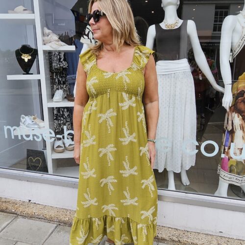 Leaf Print Sheering Top Dress