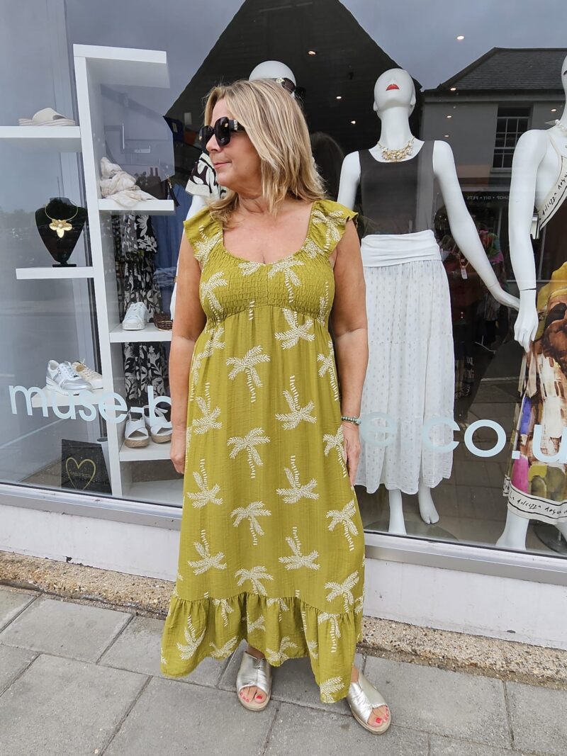 Leaf Print Sheering Top Dress
