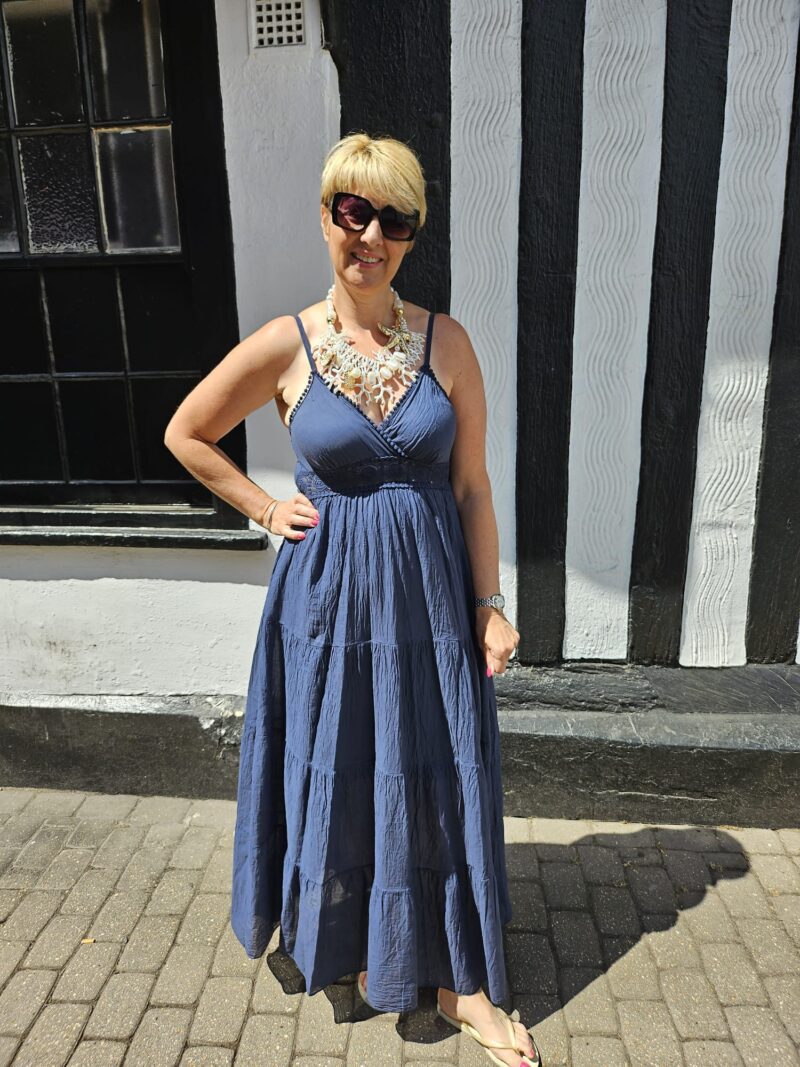 Summer crochet cotton strappy dress