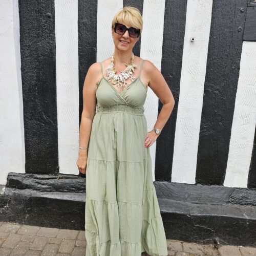 Summer crochet cotton strappy dress