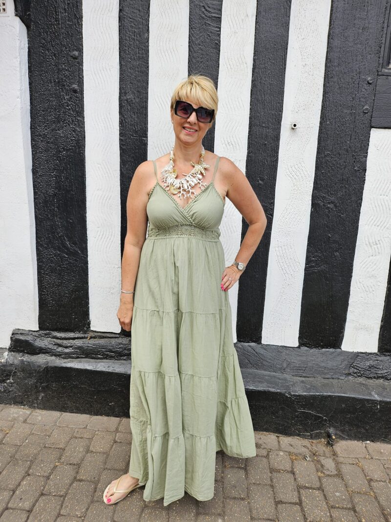 Summer crochet cotton strappy dress