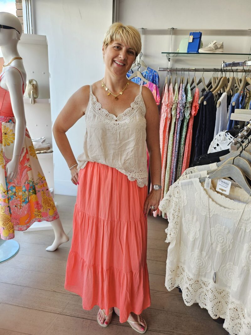 Cotton Tiered Lined Skirt