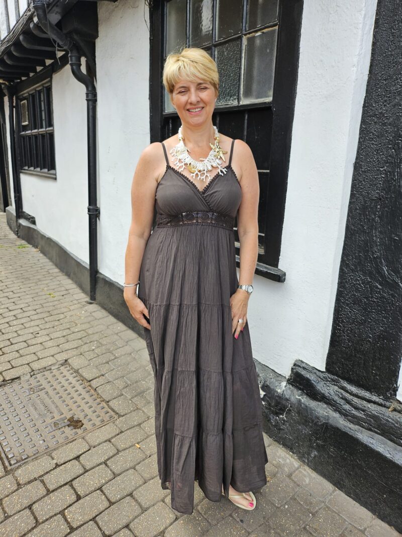 Summer crochet cotton strappy dress