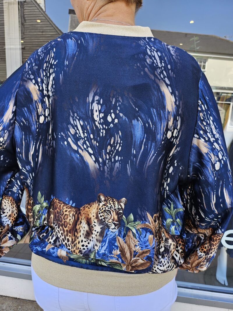 Tiger Design Satin Printed Jacket with Gold Lurex Trims - Image 7