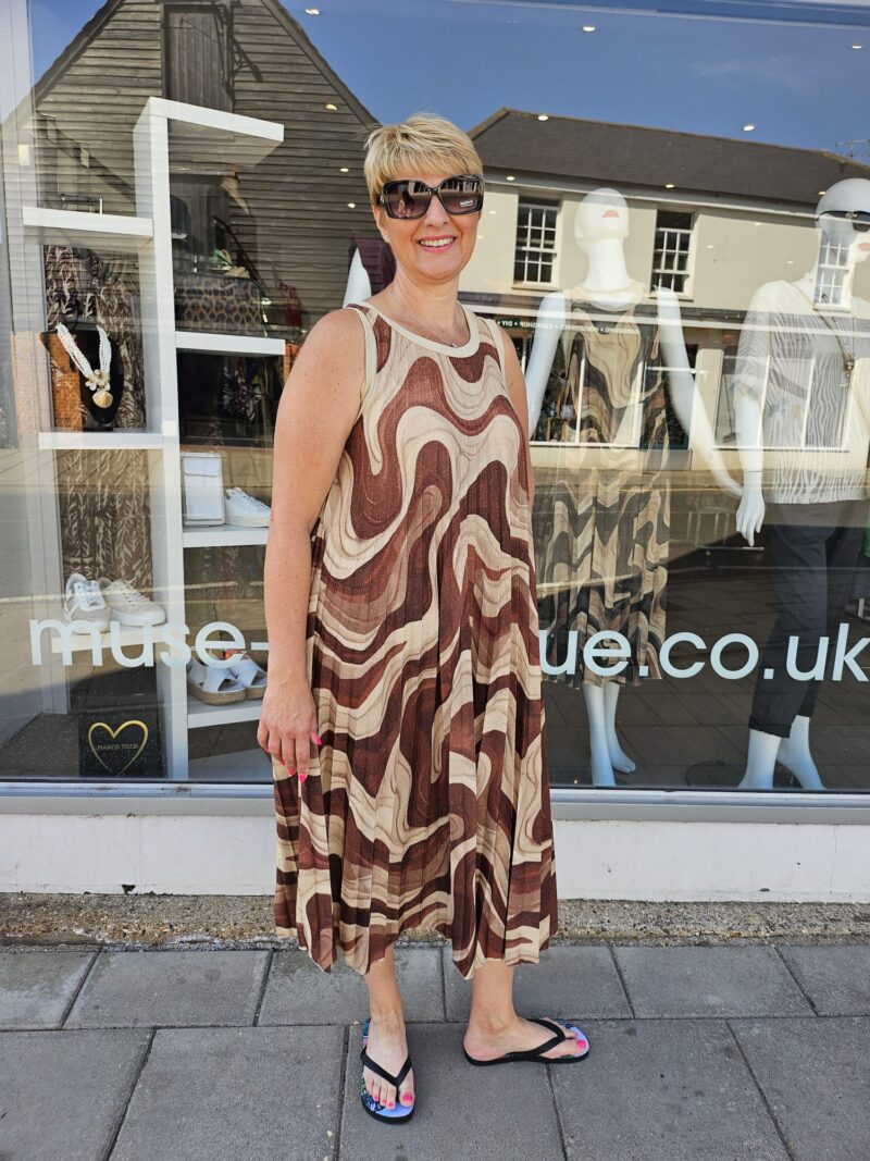 Lyla Lurex Print Knit Swing Dress