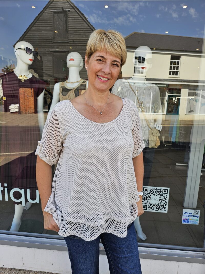Layered Mesh Top with Turn back Sleeves