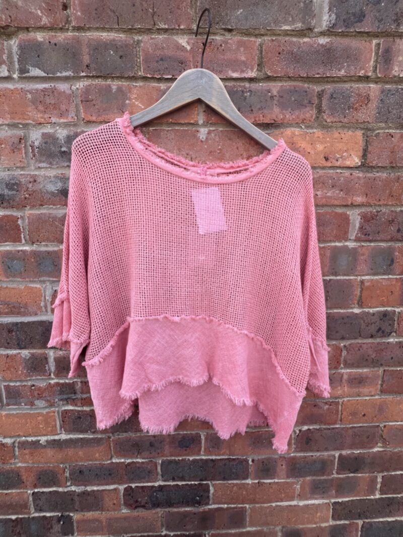 Linen Mix Mesh Top - Image 4