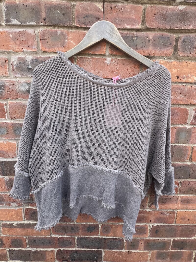 Linen Mix Mesh Top - Image 5