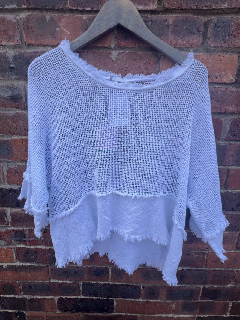 Linen Mix Mesh Top - Image 6