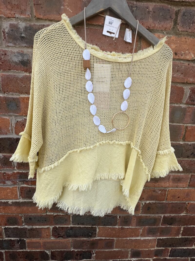 Linen Mix Mesh Top - Image 7