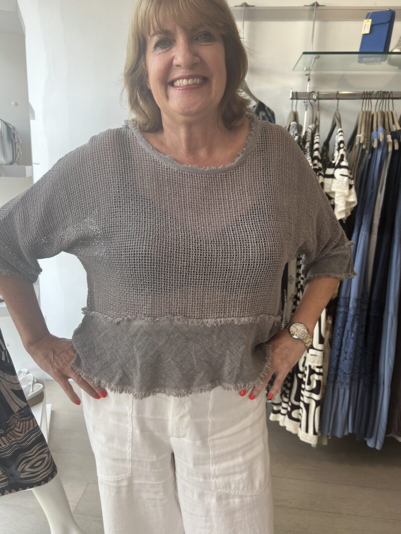 Linen Mix Mesh Top - Image 10