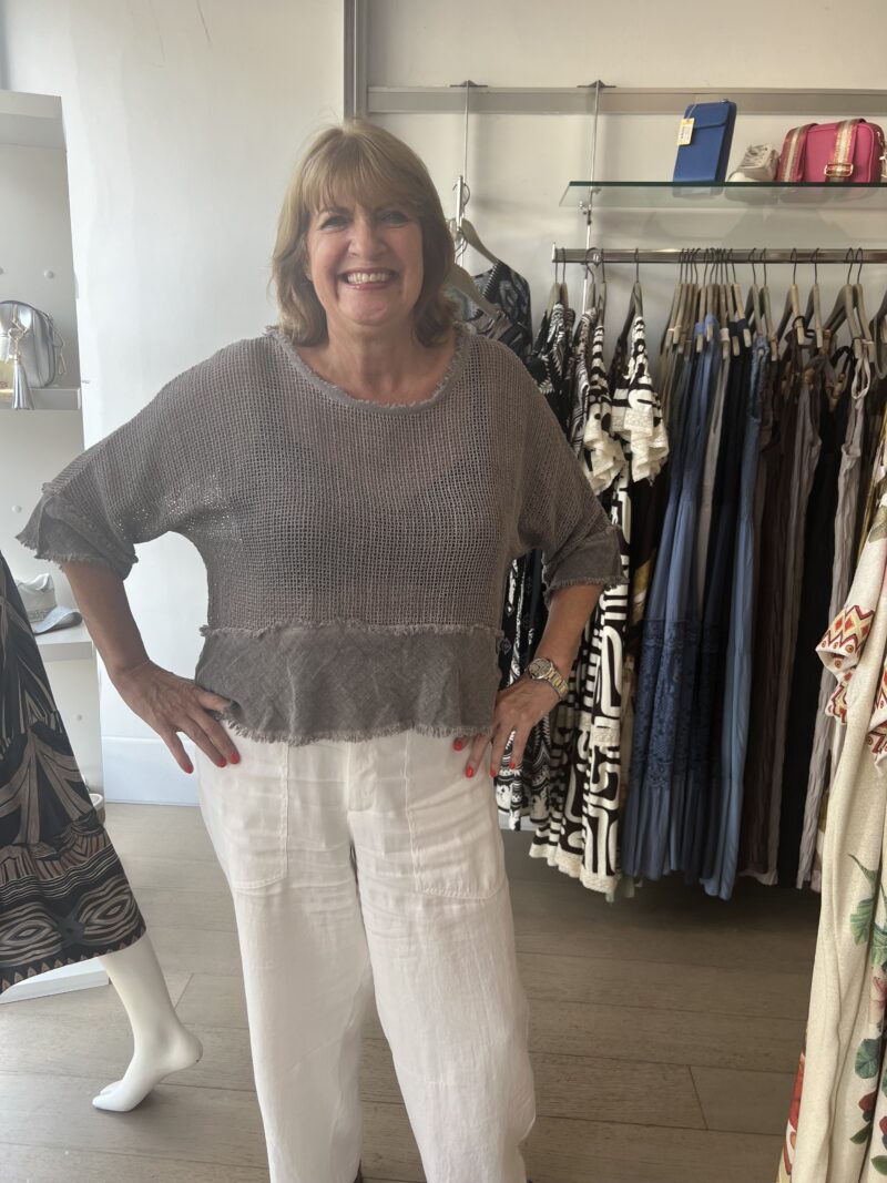 Linen Mix Mesh Top - Image 11