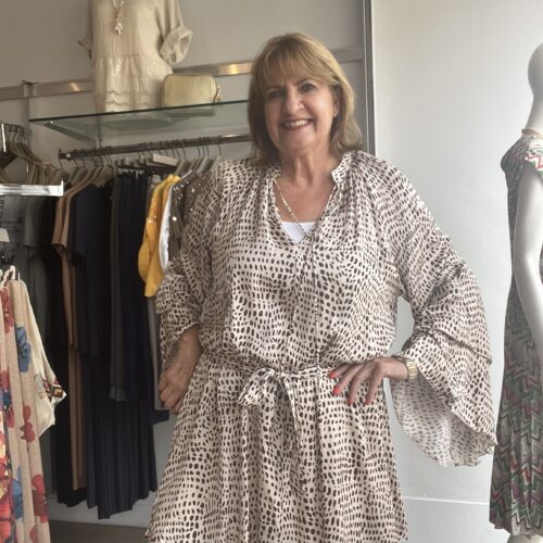 Luxe Silky Satin Tunic Dress Spotty Print