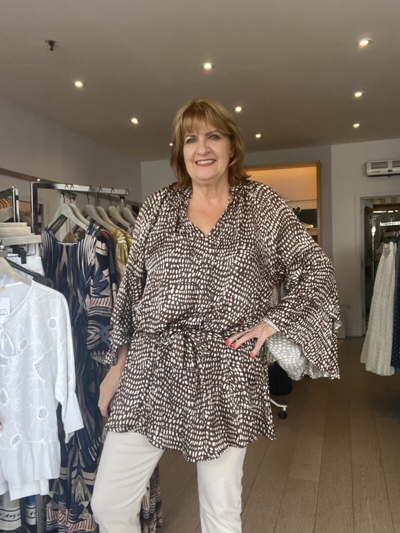 Luxe Silky Satin Tunic Dress Spotty Print