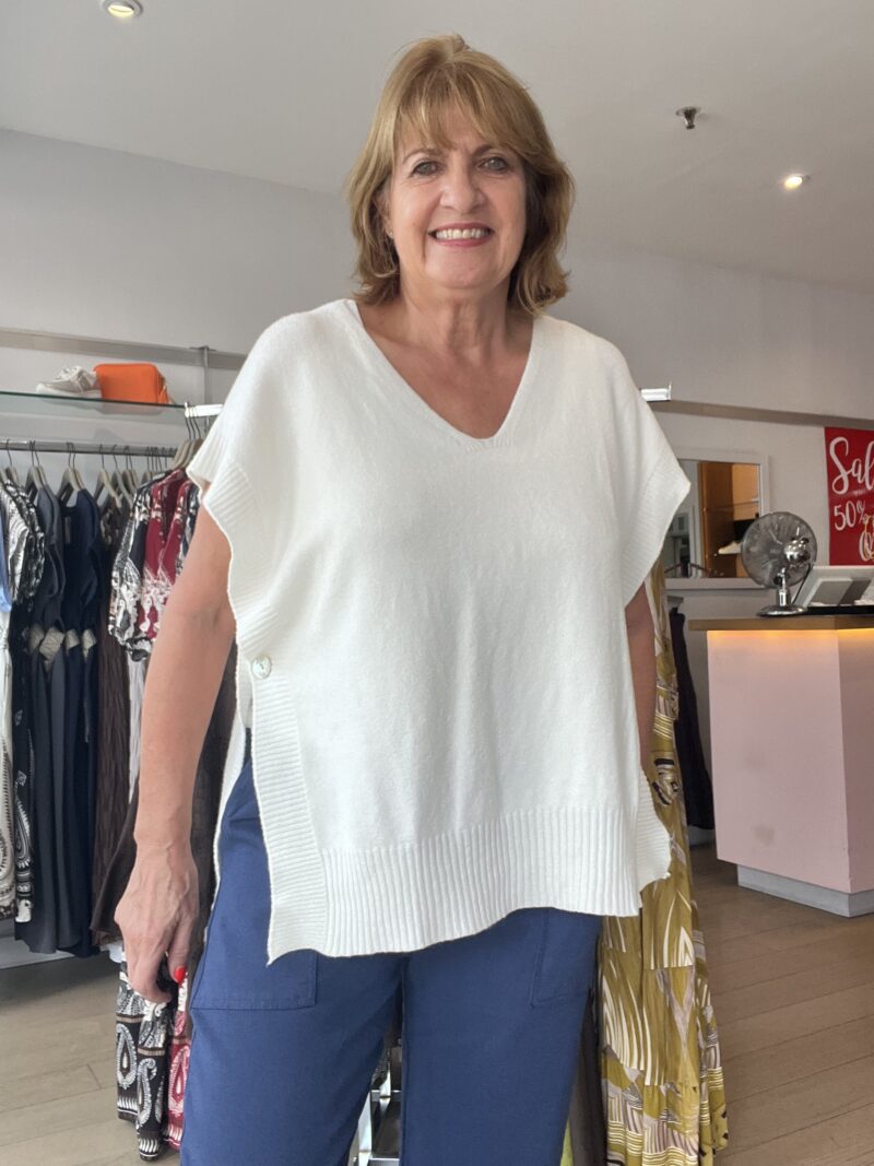 Chrissie Side Button Vest Knit Top