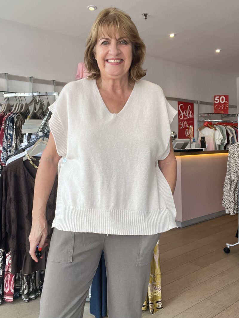 Chrissie Side Button Vest Knit Top