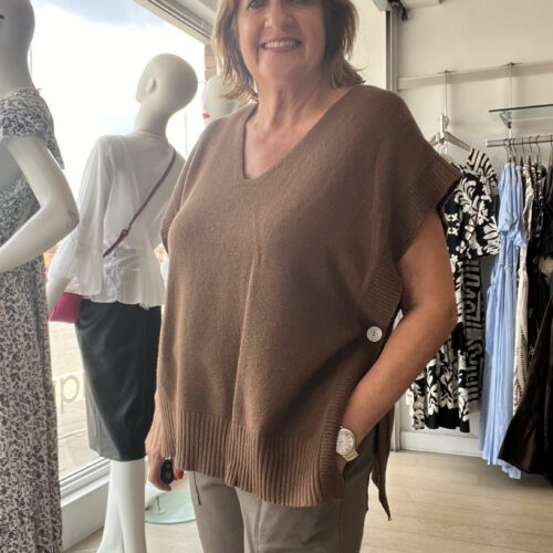Chrissie Side Button Vest Knit Top