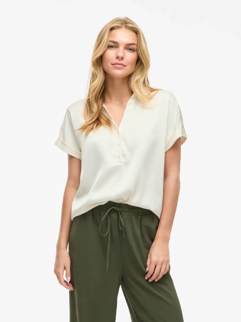 Vila Vienna Short Sleeve satin top